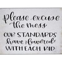 Please excuse the Mess, our standards have lowered with each kid Gift Block